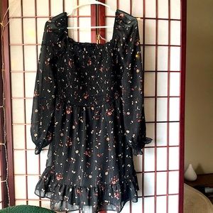 As U Wish, medium black floral sweetheart dress